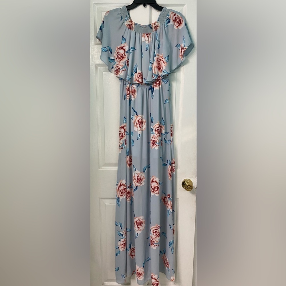 Show Me Your Mumu Hacienda Blue Floral Maxi Dress Size Medium